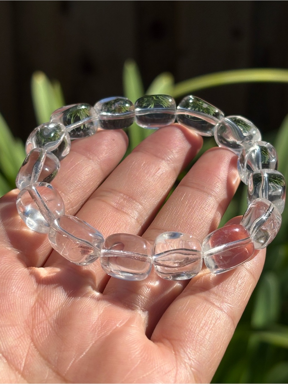 11mm stretchable tumbled clear quartz bracelet 2705